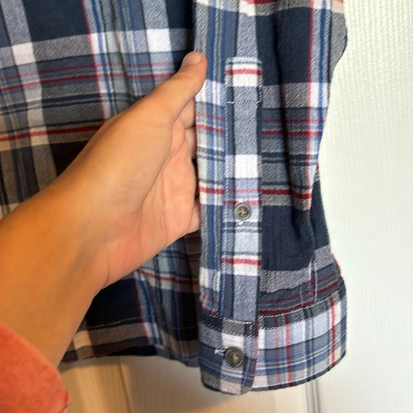 Eddie Bauer men’s blue plaid long sleeve button down shirt size large - Picture 5 of 8